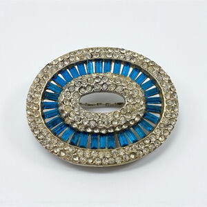 Vintage Ledo Polcini Sapphire Clear Rhinestone Sparkly Brooch.